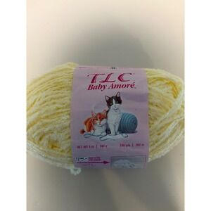 TLC Baby Amore Yarn Pale Yellow Worsted Medium 5oz 286yds Textured Boucle Skein